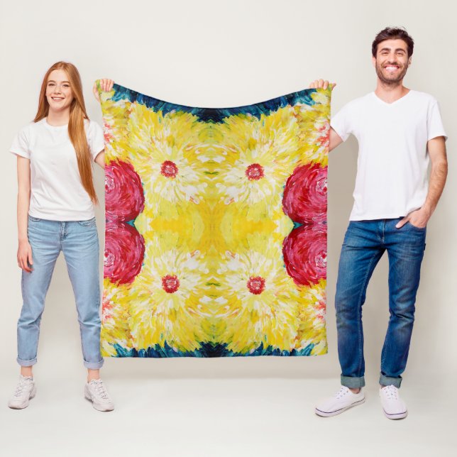 Couverture Polaire Tableau abstrait de l'explosion florale (En situation)