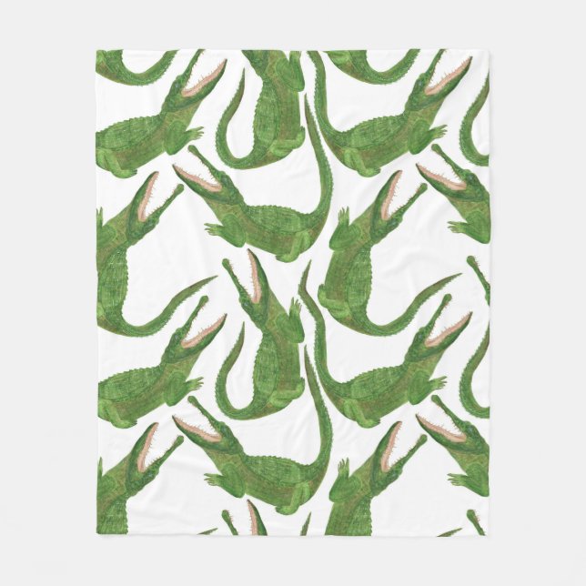Couverture Polaire Tableau d'aquarelle blanc crocodile (Devant)