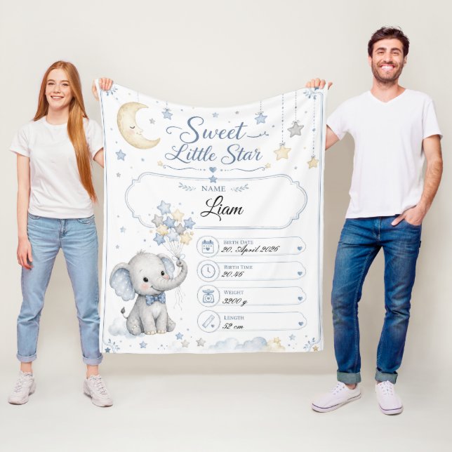 Couverture Polaire Tableau de naissance bébé personnalisable avec élé (En situation)