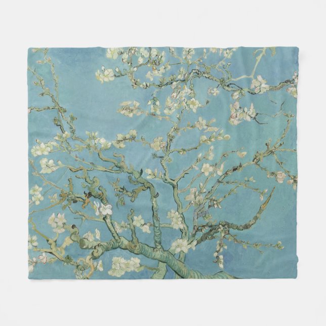 Couverture Polaire Tableau des fleurs d'amandes de Van Gogh (Devant (Horizontal))
