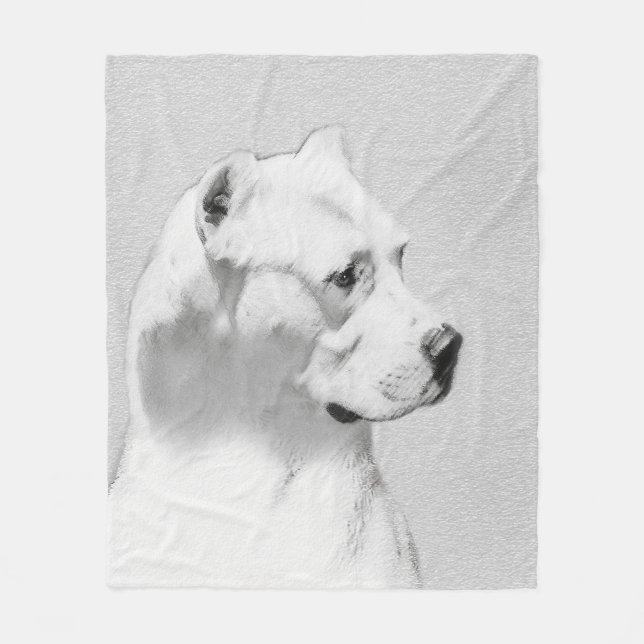 Couverture Polaire Tableau Dogo Argentino - Art Chien original (Devant)