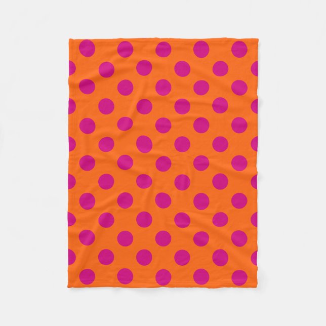 Couverture Polaire Taches pointillées fuchsia sur orange (Devant)