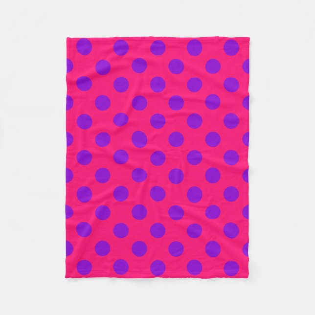 Couverture Polaire Taches polka violettes sur cerise (Devant)