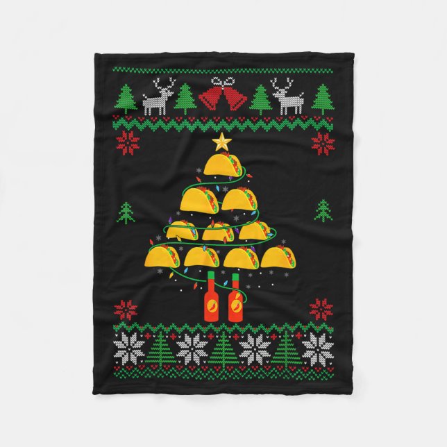 Couverture Polaire Tacos Christmas Tree Ugly Sweater Christmas Family (Devant)