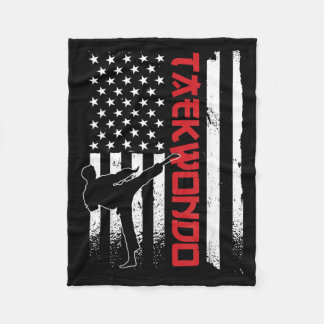 Couverture Polaire Taekwondo American Flag Taekwondo Fighter US Flag