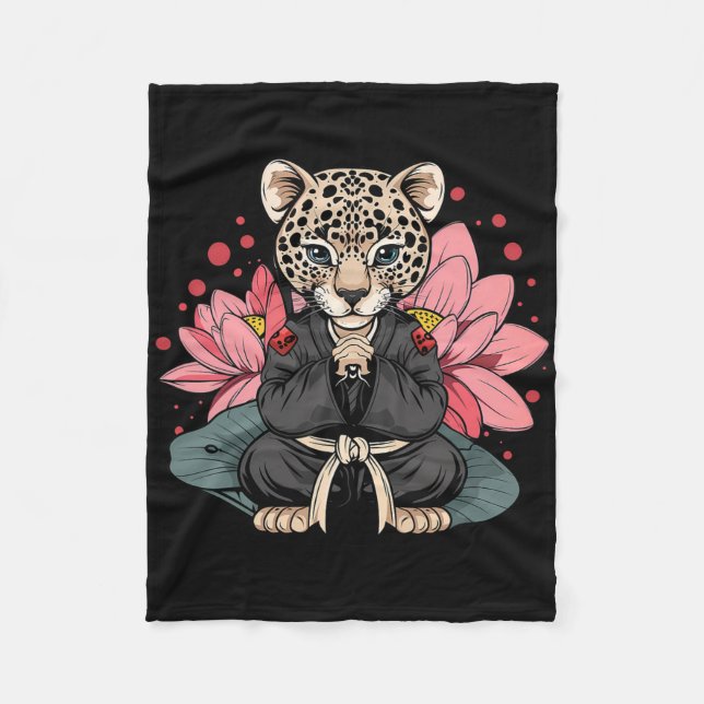Couverture Polaire Taekwondo Leopard Kickboxing Animall Jiu-jitsu Kun (Devant)