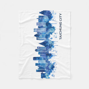 Couverture Polaire Taichung City Taiwan Skyline Blue