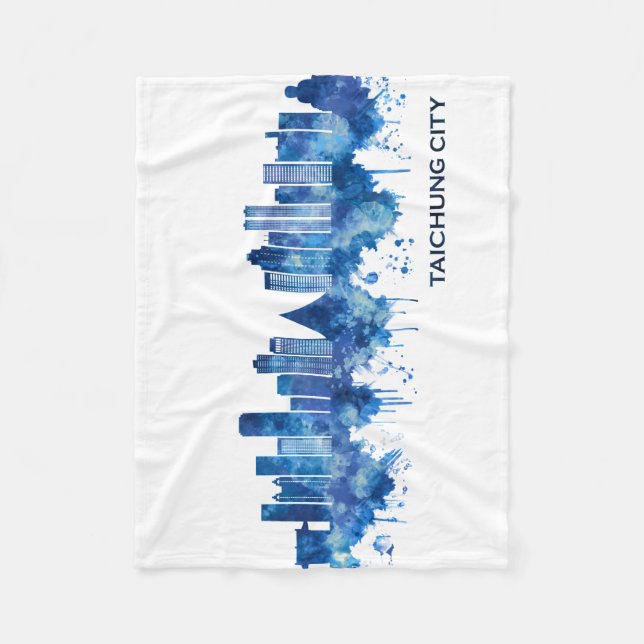 Couverture Polaire Taichung City Taiwan Skyline Blue (Devant)
