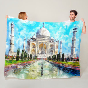 COUVERTURE POLAIRE TAJ MAHAL PEINTURE