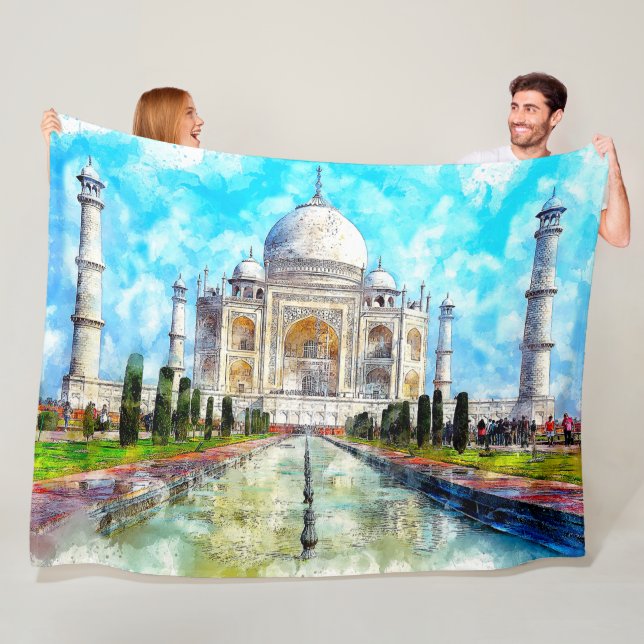 COUVERTURE POLAIRE TAJ MAHAL PEINTURE (En situation)