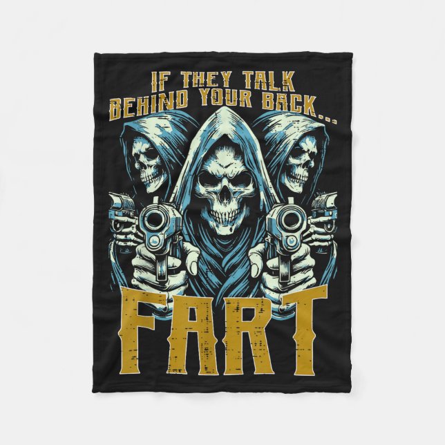 Couverture Polaire Talk Behind Your Back Fart Skeleton Funny Saying M (Devant)