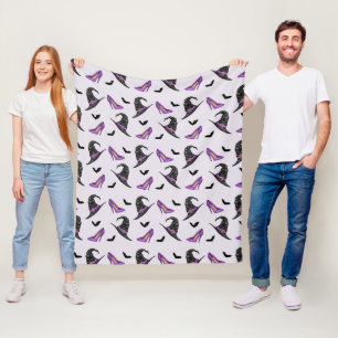 Couverture Polaire Talons de sorcière lilas avec chauves-souris motif