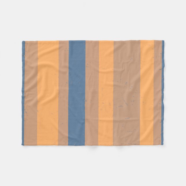 Couverture Polaire Tan Apricot Orange Dusty Blue Flecked Stripes (Devant (Horizontal))