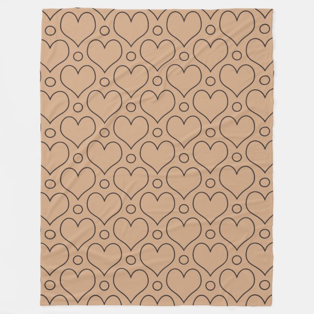 Couverture Polaire Tan et Black Love Coeurs et motif Pois (Devant)