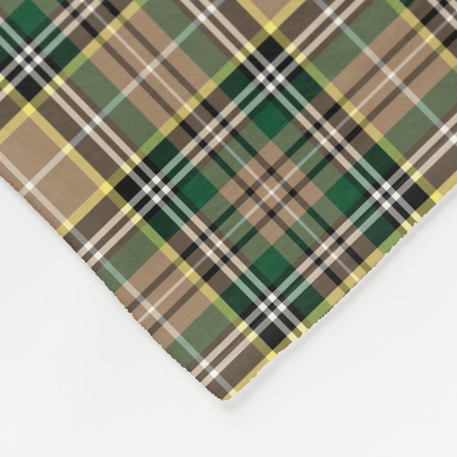 Couverture Polaire Tan et Green Plaid Farrell Tartan (Coin)