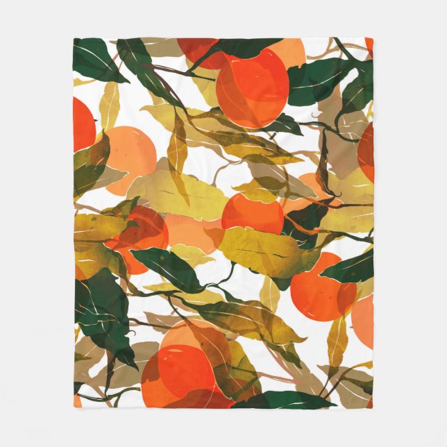 Couverture Polaire Tangerines arbre : motif juteux sans couture. (Devant)