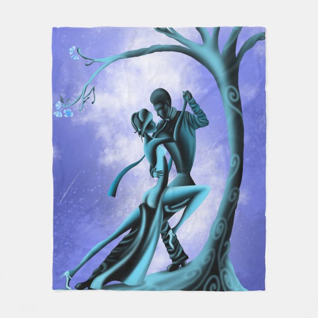 Couverture Polaire Tango romantique sous arbre de minuit (Devant)