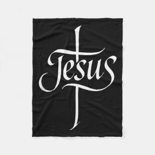 Couverture Polaire Tank Jésus Croix Calligraphie Culte Foi Design