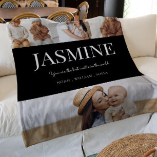 Couverture Polaire Tante noir et blanc moden typographie 4 photo