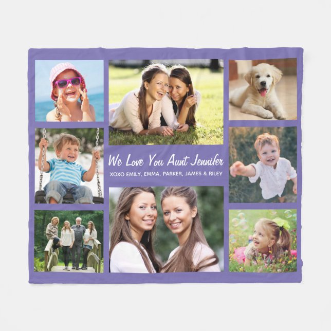 Couverture Polaire Tante Photo Collage Purple (Devant (Horizontal))