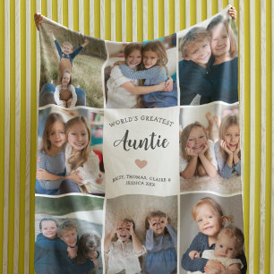 Couverture Polaire Tante Photo personnalisée Collage moderne