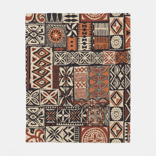Couverture Polaire Tapa tissu tribal de style hawaïen abstrait patchw (Devant)