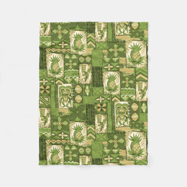 Couverture Polaire Tapa vintage hawaïen de Pomaika'i Tiki (Devant)