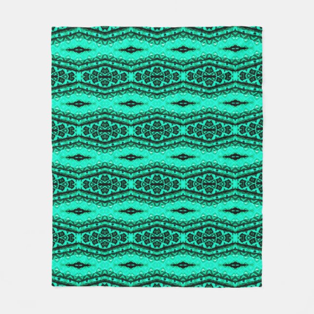 Couverture Polaire Tapis persan ikat vert clair. Ethnique (Devant)