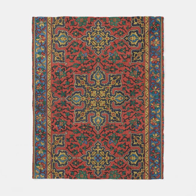 Couverture Polaire Tapis Persan Rouge Bleu Classique (Devant)