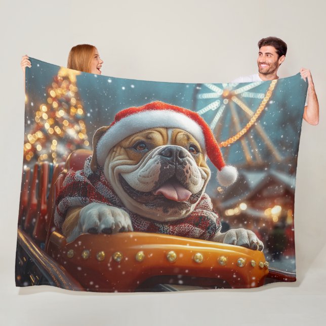 Couverture Polaire Tapis roulant de Noël Bullmastiff  (En situation)