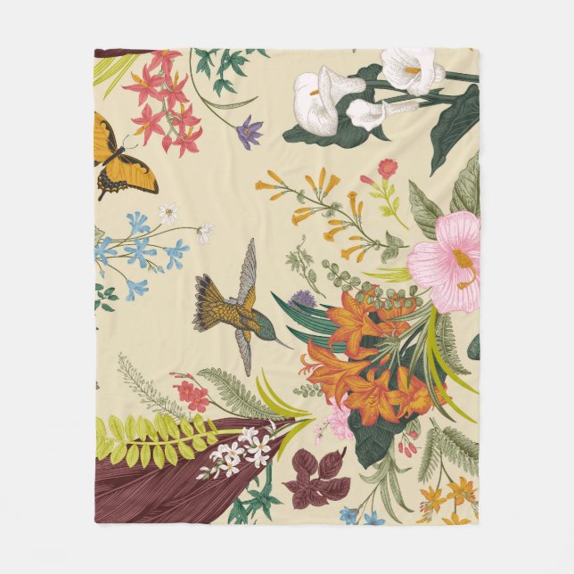 Couverture Polaire Tapisserie Vintage tropicale (Devant)