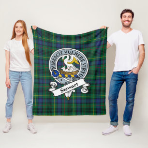 Couverture Polaire Tartan à carreaux de badge de clan moderne Stewart