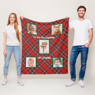Couverture Polaire Tartan à carreaux rouge et vert On vous aime