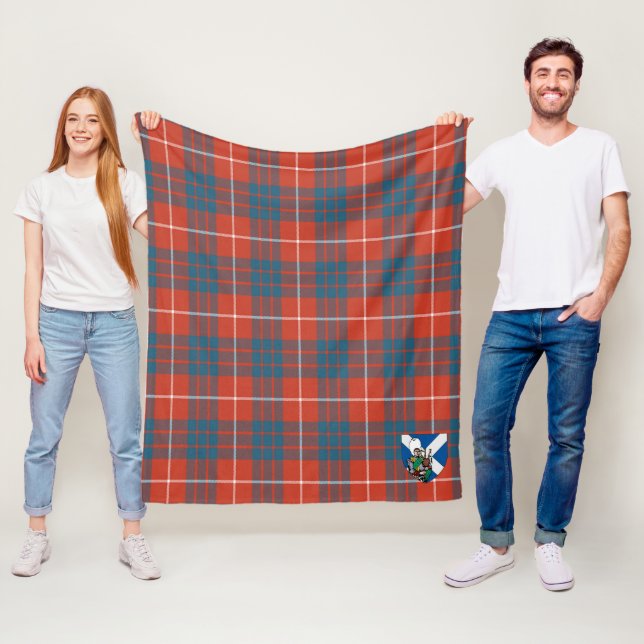 Couverture Polaire Tartan ancien plaid de Scotts Hamilton (En situation)
