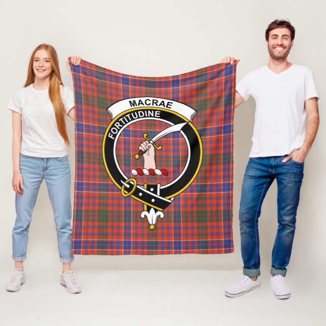 Couverture Polaire Tartan ancien plaid du clan MacRae (En situation)