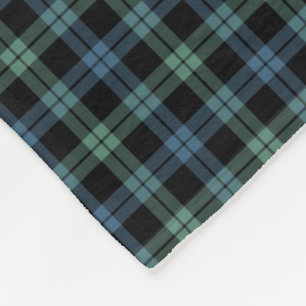 Couverture Polaire Tartan antique de clan bleu-clair et vert de