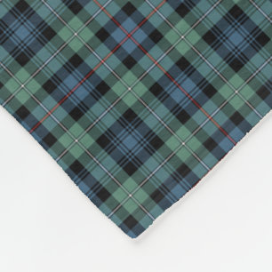 Couverture Polaire Tartan antique vert clair et bleu de clan du