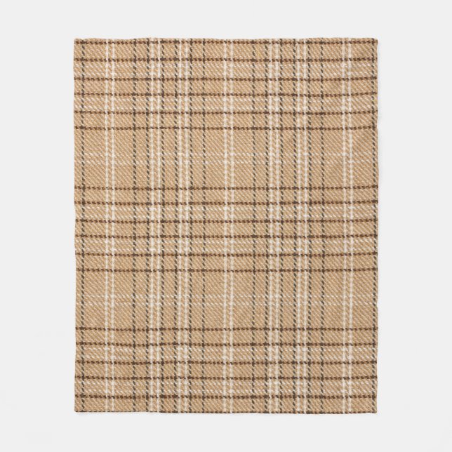 Couverture Polaire Tartan Beige : Tissu Plaid Classique. (Devant)