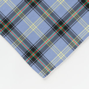 Couverture Polaire Tartan bleu-clair et noir de Bell de clan de plaid