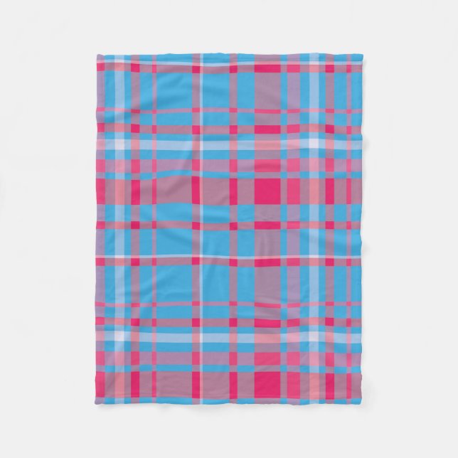 Couverture Polaire Tartan bleu et rouge (Devant)