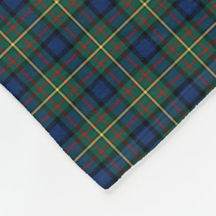 Couverture Polaire Tartan bleu-foncé, vert et jaune de clan de