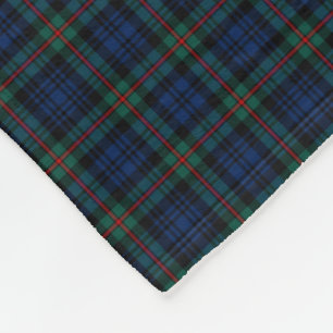 Couverture Polaire Tartan bleu, noir, et vert de clan de MacKinlay