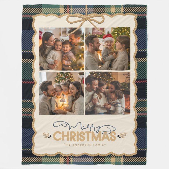Couverture Polaire Tartan Border Christmas 4 Photo Template ID1141B (Devant)