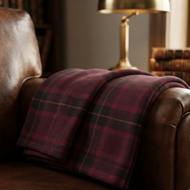 Couverture Polaire Tartan Burgundy Élégant (Créateur téléchargé)