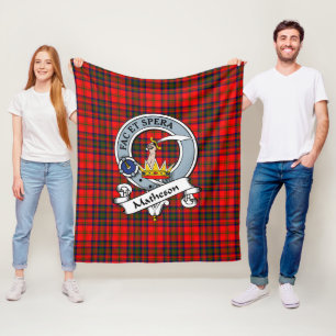 Couverture Polaire Tartan Clan Matheson Rouge Badge à Plaid