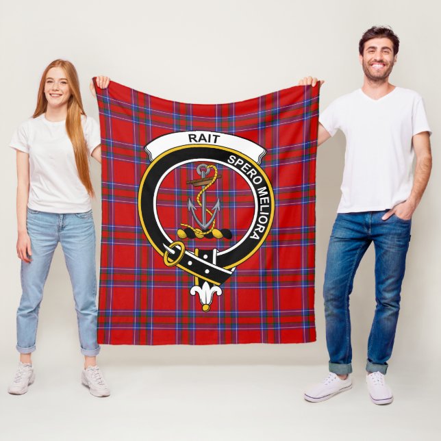 Couverture Polaire Tartan Clan Rait (En situation)