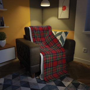 Couverture Polaire Tartan Clan Stewart Plaid Red Green Check Motif