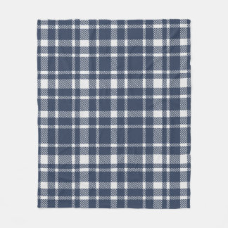 Couverture Polaire Tartan classique Motif-Dark Navy & Blanc