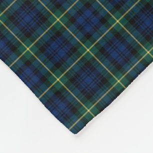 Couverture Polaire Tartan de bleu royal et de vert de clan de Gordon