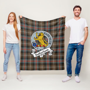 Couverture Polaire Tartan de Clan Sutherland Weathered Badge Tartan P